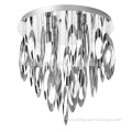 4 Light Flush Mount Chandelier Polished Chrome Finish metal hanging decoration